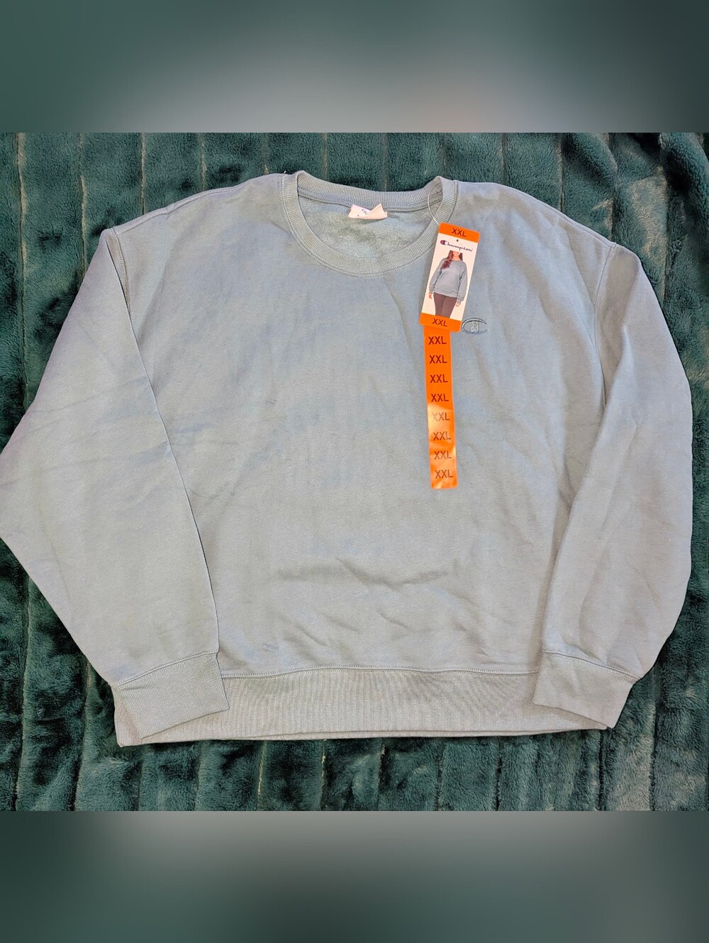 Champion Women’s XXL Crewneck Sweatshirt Light Blue Fleece Pullover Cozy Casual
